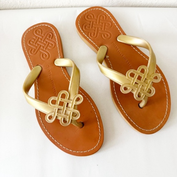 Diane Von Furstenberg DVF Gold Sandals - Picture 1 of 4